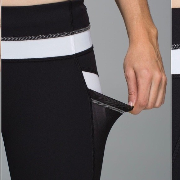 Lululemon Run Inspire Crop II All Full-On Luxtreme Black / White Leggings 4 - Picture 5 of 16